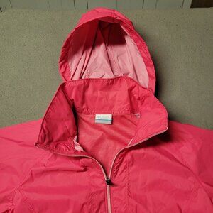 COLUMBIA Rain Jacket Womens Medium Windbreaker Pink Packable Hooded Outdoor
